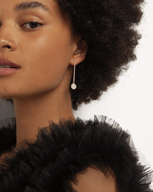 Angie pave long drop earrings