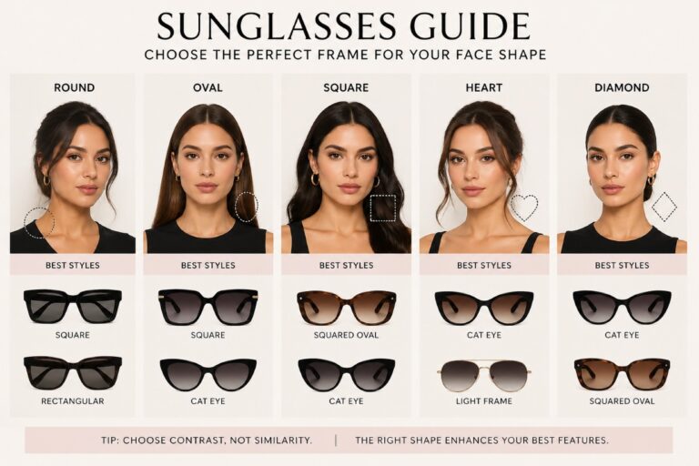sunglasses face shape guide square cat eye oval frame styles comparison