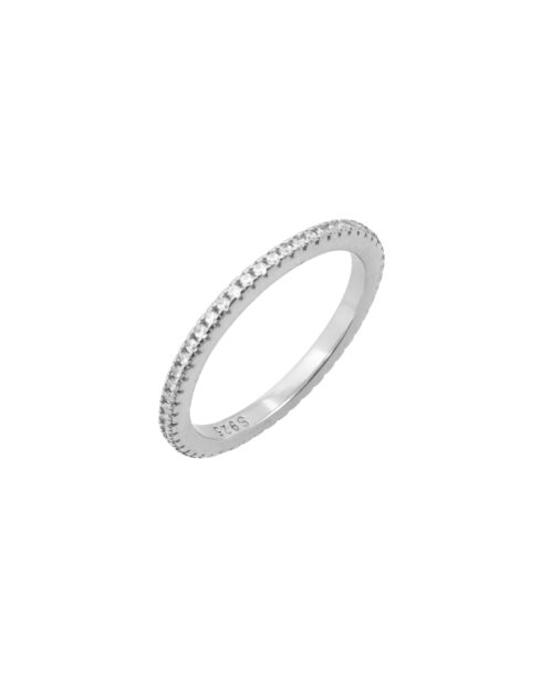 Slim Platinum Eternity Ring with white zirconias — platinum plated 925 sterling silver, perfect for everyday elegance and special occasions