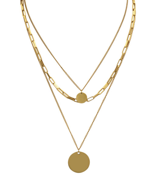 Soho Layered Necklace in 18K PVD gold-plated stainless steel, retro punk layered design, waterproof and non-tarnish