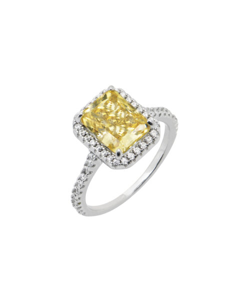 Marquise Ring in Yellow in 925 sterling silver with rectangular yellow Swarovski Zirconia – Sizes 5-9 – R-04Marquise-Y