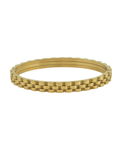 Paris gold geometric bracelet in stainless steel with 18K gold plating, structured geometric links, waterproof hypoallergenic jewelry